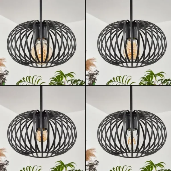 hofstein Suspension - Verre 25 cm Oravi Noir, 4 lumières* Lampes Modernes