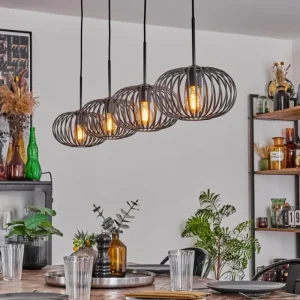 hofstein Suspension - Verre 25 cm Oravi Noir, 4 lumières* Lampes Modernes