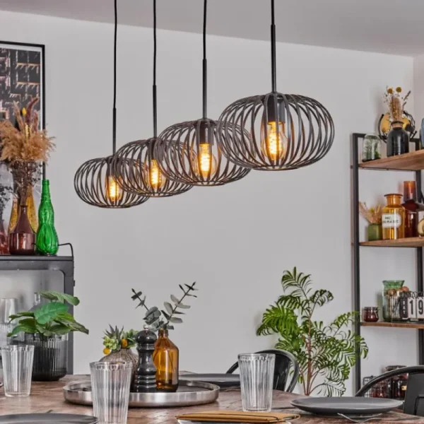 hofstein Suspension - Verre 25 cm Oravi Noir, 4 lumières* Lampes Modernes