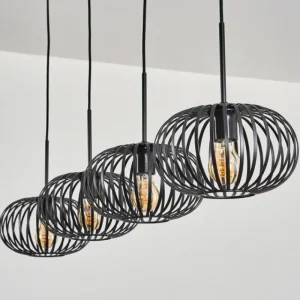 hofstein Suspension - Verre 25 cm Oravi Noir, 4 lumières* Lampes Modernes