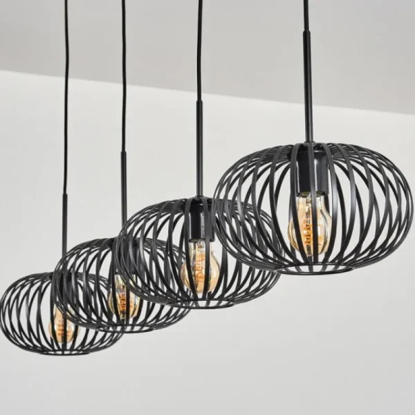 hofstein Suspension - Verre 25 cm Oravi Noir, 4 lumières* Lampes Modernes