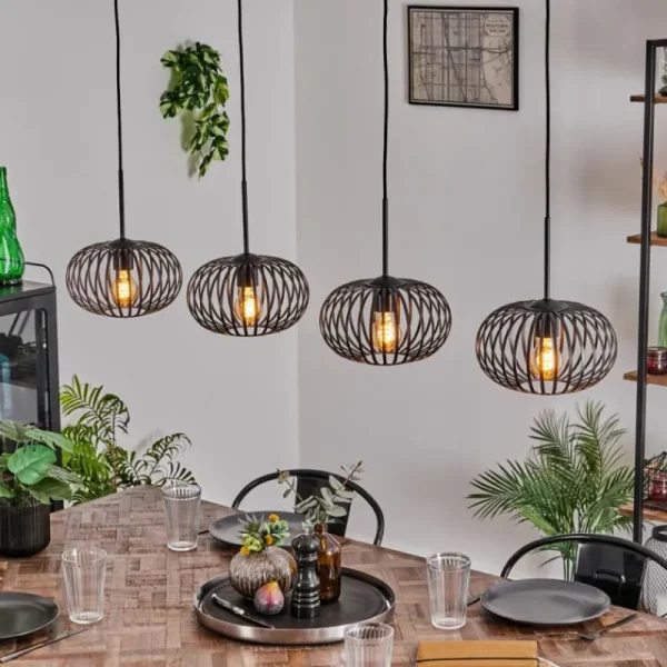 hofstein Suspension - Verre 25 cm Oravi Noir, 4 lumières* Lampes Modernes