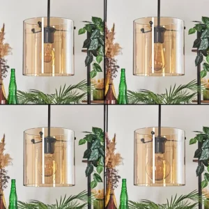 hofstein Suspension - Verre 20 cm Parane Ambre, 3 lumières* Lampes En Verre