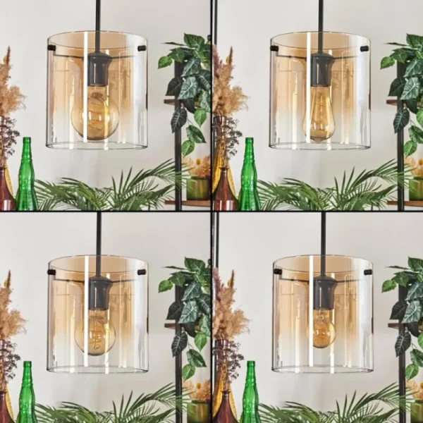 hofstein Suspension - Verre 20 cm Parane Ambre, Clair, 3 lumières* Lampes En Verre