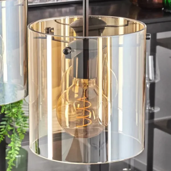 hofstein Suspension - Verre 20 cm Parane Ambre, 3 lumières* Lampes En Verre