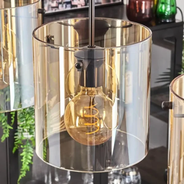 hofstein Suspension - Verre 20 cm Parane Ambre, 4 lumières* Lampes En Verre