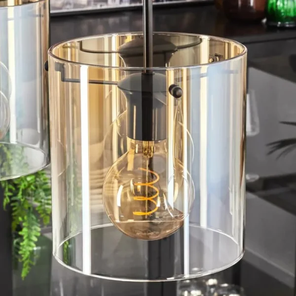 hofstein Suspension - Verre 20 cm Parane Ambre, Clair, 3 lumières* Lampes En Verre