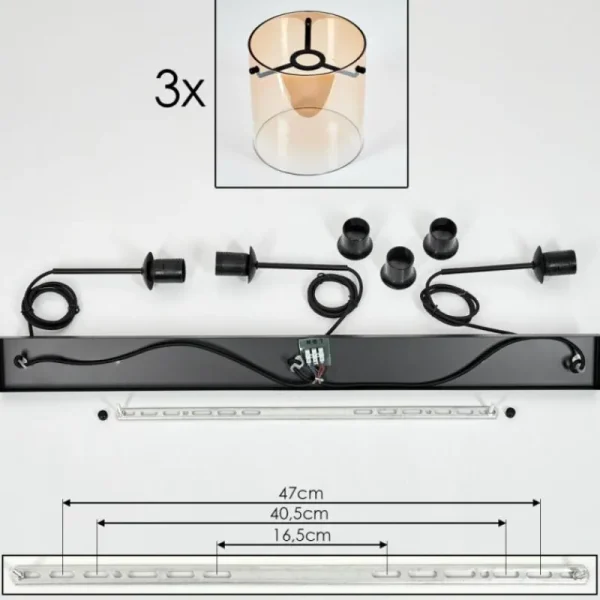 hofstein Suspension - Verre 20 cm Parane Ambre, Clair, 3 lumières* Lampes En Verre