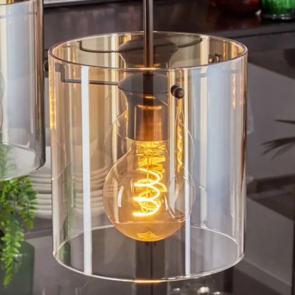 hofstein Suspension - Verre 20 cm Parane Ambre, Clair, 3 lumières* Lampes En Verre