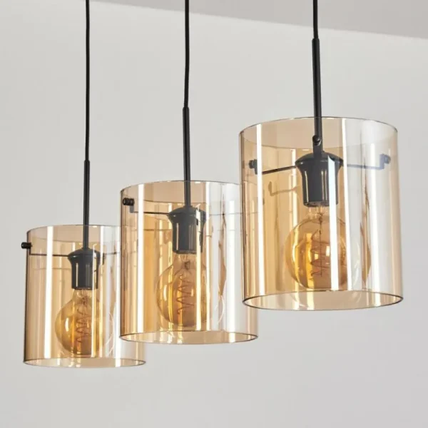 hofstein Suspension - Verre 20 cm Parane Ambre, 3 lumières* Lampes En Verre