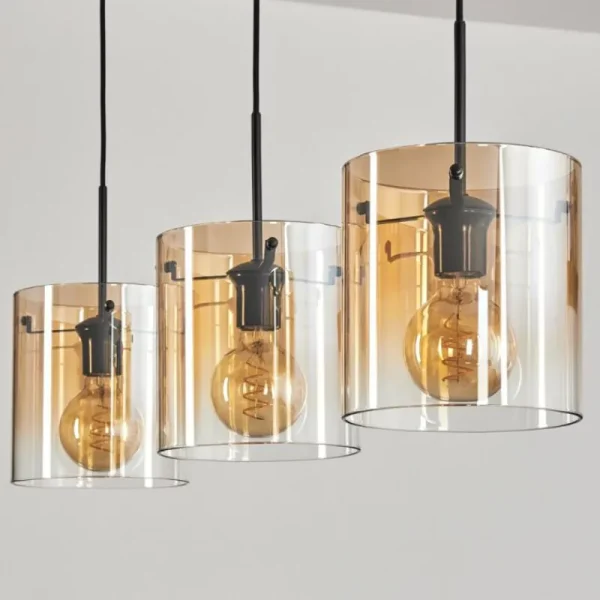 hofstein Suspension - Verre 20 cm Parane Ambre, Clair, 3 lumières* Lampes En Verre