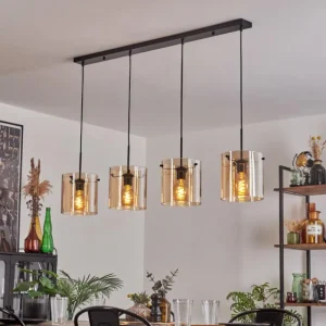 hofstein Suspension - Verre 20 cm Parane Ambre, 4 lumières* Lampes En Verre