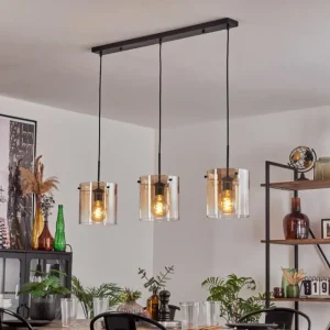 hofstein Suspension - Verre 20 cm Parane Ambre, Clair, 3 lumières* Lampes En Verre