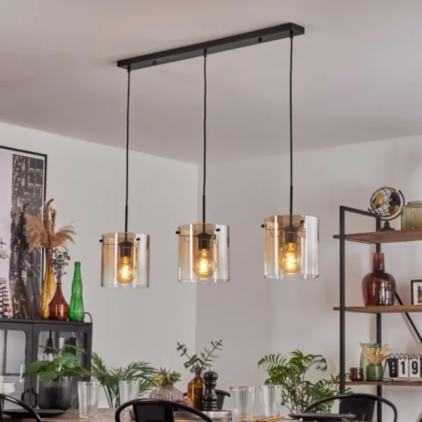 hofstein Suspension - Verre 20 cm Parane Ambre, Clair, 3 lumières* Lampes En Verre