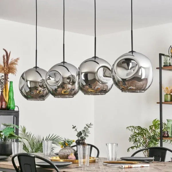 hofstein Suspension - Verre 30 cm Ripoll Chrome, 4 lumières* Lampes En Verre