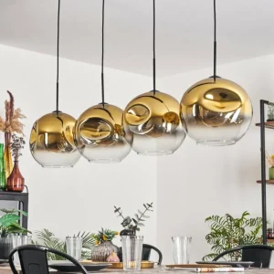 hofstein Suspension - Verre 30 cm Ripoll Or, Clair, 4 lumières* Lampes En Verre