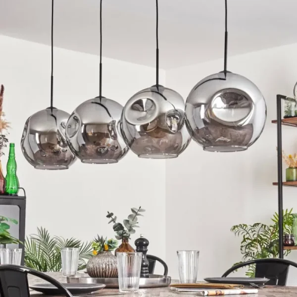 hofstein Suspension - Verre 30 cm Ripoll Fumé, 4 lumières* Lampes Modernes