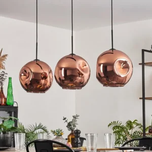 hofstein Suspension - Verre 30 cm Ripoll Cuivré, 3 lumières* Lampes En Verre