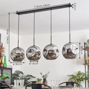 hofstein Suspension - Verre 30 cm Ripoll Chrome, 4 lumières* Lampes En Verre