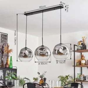 hofstein Suspension - Verre 30 cm Ripoll Clair, Fumé, 3 lumières* Lampes Modernes