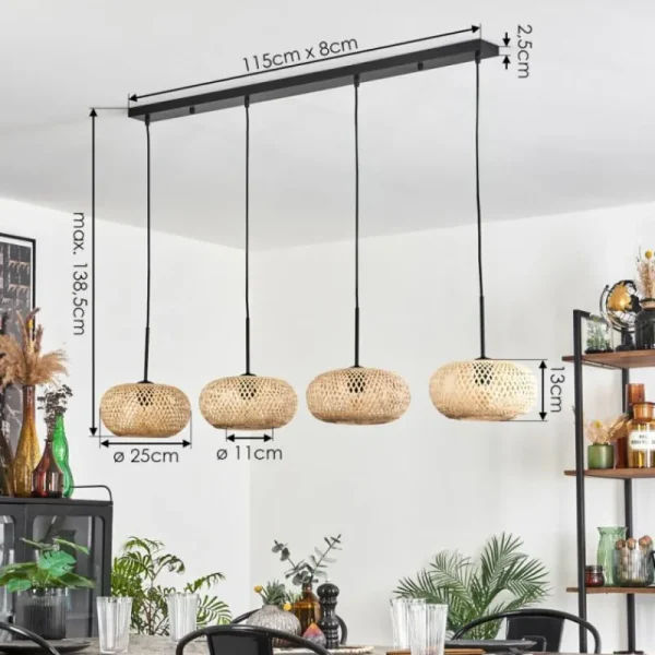 hofstein Suspension - Verre 25 cm Ripoll Écru, 4 lumières* Lampes Modernes
