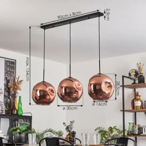 hofstein Suspension - Verre 30 cm Ripoll Cuivré, 3 lumières* Lampes En Verre