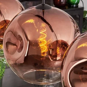 hofstein Suspension - Verre 30 cm Ripoll Clair, Cuivré, 4 lumières* Lampes En Verre