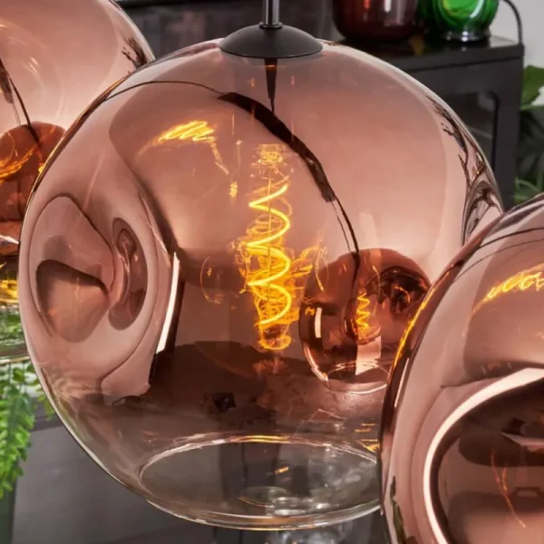 hofstein Suspension - Verre 30 cm Ripoll Clair, Cuivré, 4 lumières* Lampes En Verre