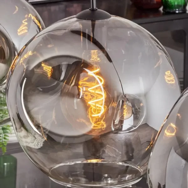 hofstein Suspension - Verre 30 cm Ripoll Clair, Fumé, 3 lumières* Lampes Modernes