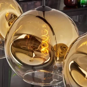 hofstein Suspension - Verre 30 cm Ripoll Or, Clair, 4 lumières* Lampes En Verre