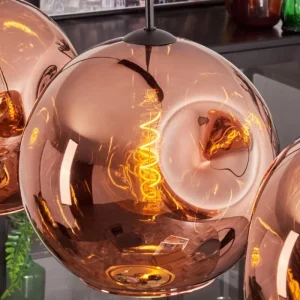 hofstein Suspension - Verre 30 cm Ripoll Cuivré, 3 lumières* Lampes En Verre