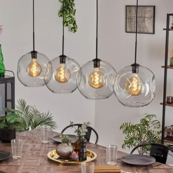 hofstein Suspension - Verre 30 cm Ripoll Clair, 4 lumières* Lampes En Verre