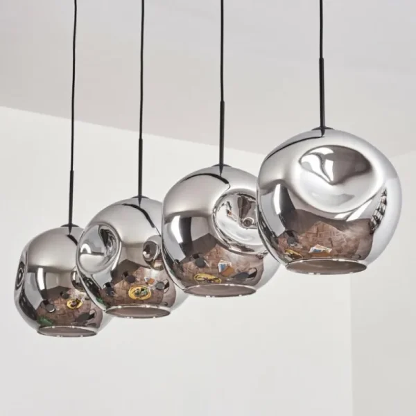 hofstein Suspension - Verre 30 cm Ripoll Chrome, 4 lumières* Lampes En Verre