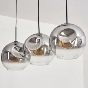 hofstein Suspension - Verre 30 cm Ripoll Clair, Fumé, 3 lumières* Lampes Modernes