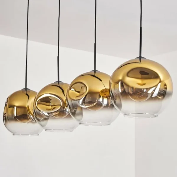 hofstein Suspension - Verre 30 cm Ripoll Or, Clair, 4 lumières* Lampes En Verre