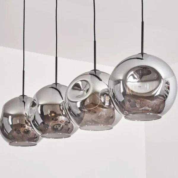 hofstein Suspension - Verre 30 cm Ripoll Fumé, 4 lumières* Lampes Modernes