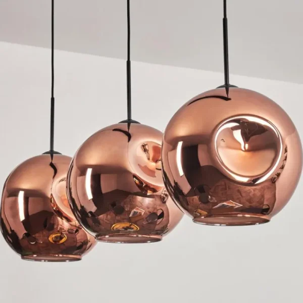 hofstein Suspension - Verre 30 cm Ripoll Cuivré, 3 lumières* Lampes En Verre
