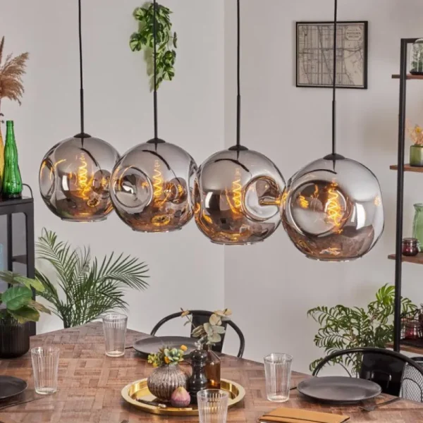 hofstein Suspension - Verre 30 cm Ripoll Chrome, 4 lumières* Lampes En Verre