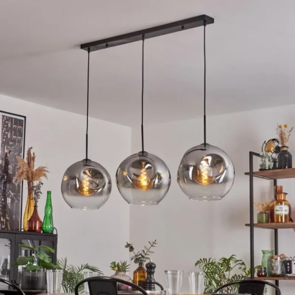 hofstein Suspension - Verre 30 cm Ripoll Clair, Fumé, 3 lumières* Lampes Modernes