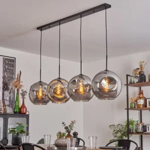 hofstein Suspension - Verre 30 cm Ripoll Fumé, 4 lumières* Lampes Modernes