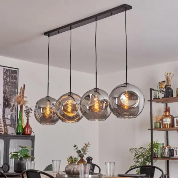 hofstein Suspension - Verre 30 cm Ripoll Fumé, 4 lumières* Lampes Modernes