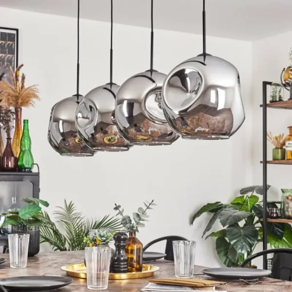 hofstein Suspension - Verre 30 cm Ripoll Chrome, 4 lumières* Lampes En Verre