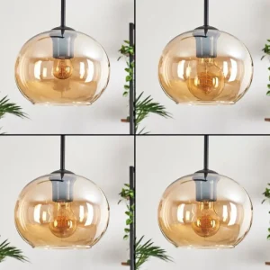hofstein Suspension - Verre Apedo Ambre, 3 lumières* Lampes En Verre