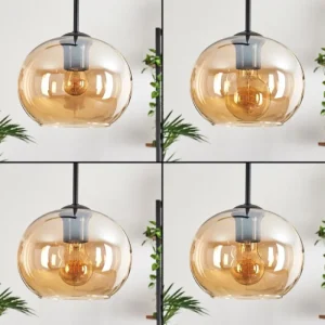 hofstein Suspension - Verre Apedo Ambre, 4 lumières* Lampes En Verre