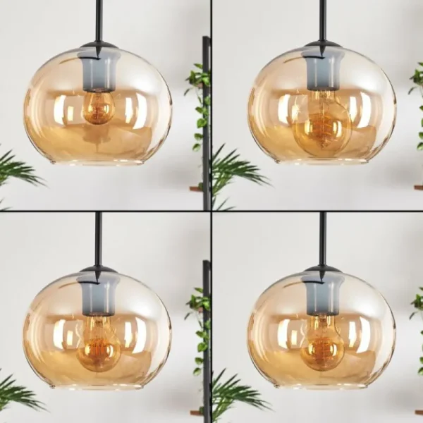 hofstein Suspension - Verre Apedo Ambre, 4 lumières* Lampes En Verre