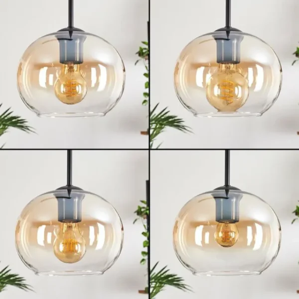 hofstein Suspension - Verre Apedo Ambre, Clair, 3 lumières* Lampes En Verre
