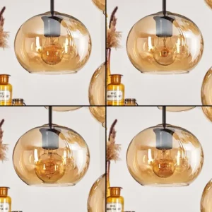 hofstein Suspension - Verre Apedo Ambre, 6 lumières* Lampes En Verre