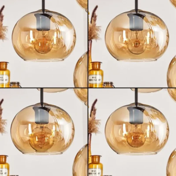 hofstein Suspension - Verre Apedo Ambre, 6 lumières* Lampes En Verre