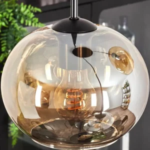 hofstein Suspension - Verre Apedo Ambre, 3 lumières* Lampes En Verre