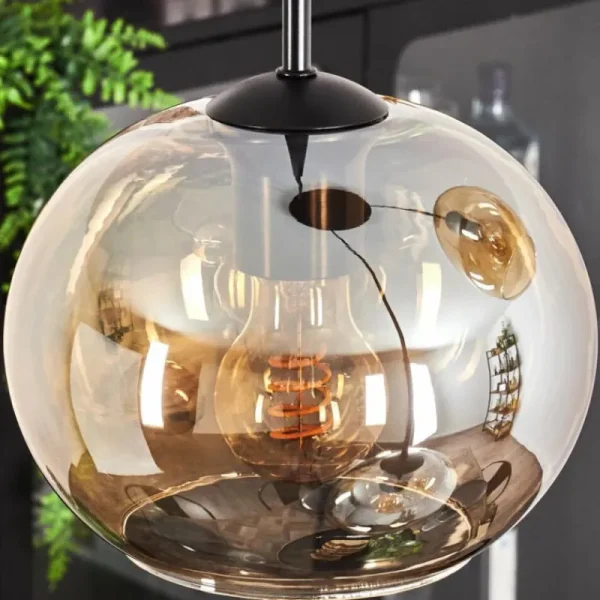 hofstein Suspension - Verre Apedo Ambre, 3 lumières* Lampes En Verre